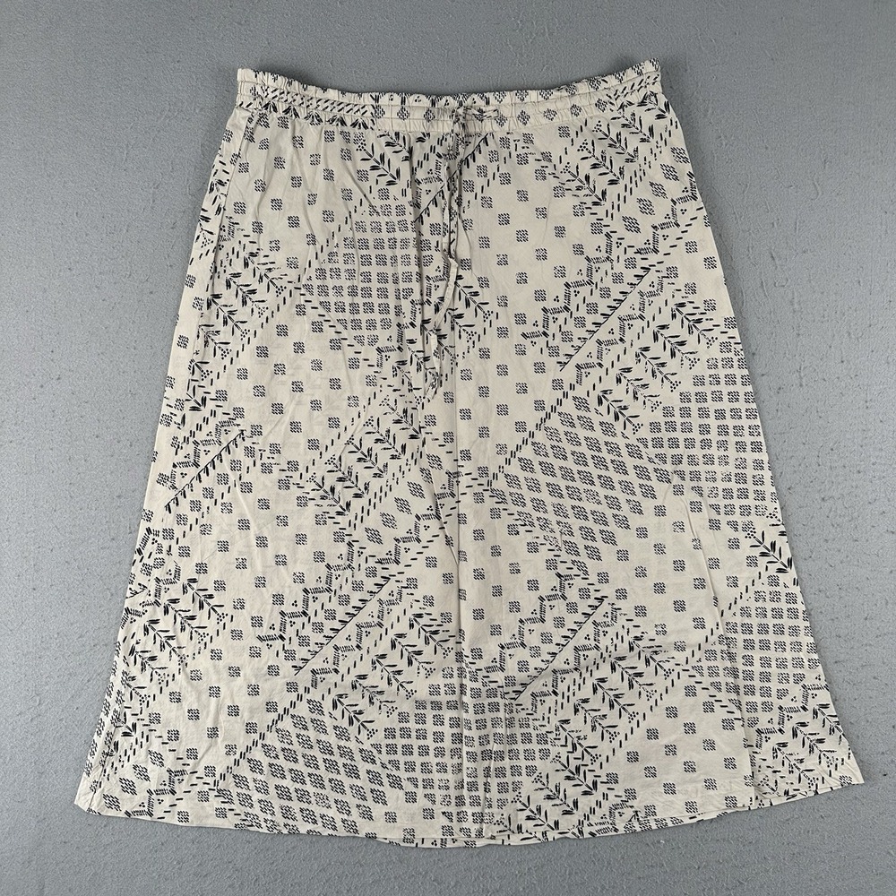 Gudrun Sjoden A Line Skirt Women's Large Beige Black Geometric Pattern Tie Waist